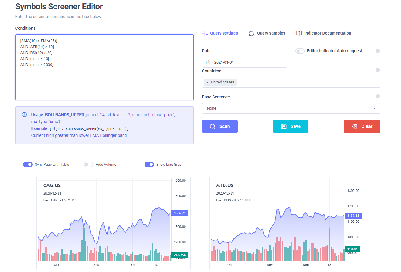 EZStockScreener dashboard and screening results