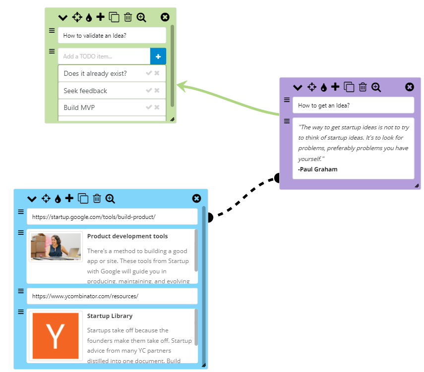 MapsOfMind map board with connected nodes